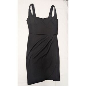 Dee Elly Black Cocktail Dress Women's Sleeveless Faux Wrap Bodycon Party Dress